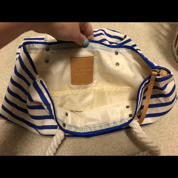 Blue and Cream Striped Tote - Picture 2 of 2